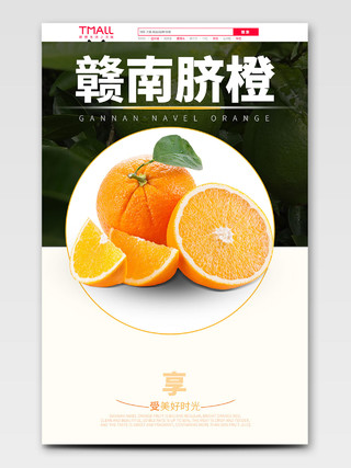 吃货节517橙色风格赣南脐橙享受美好时光水果美食详情页模板